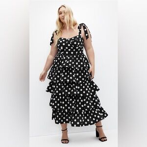 City Chic Black and White Polka Dot Dress Size 18